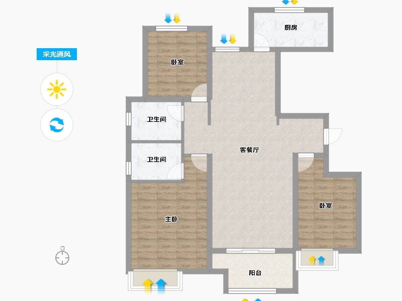 山东省-青岛市-中海樘院-104.00-户型库-采光通风