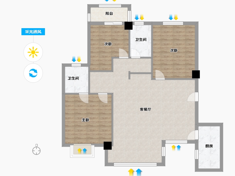 福建省-泉州市-嘉惠小区-B区-100.00-户型库-采光通风