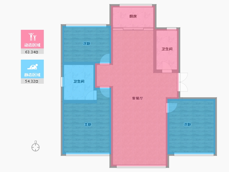 辽宁省-盘锦市-海泉湾霞光府-106.19-户型库-动静分区