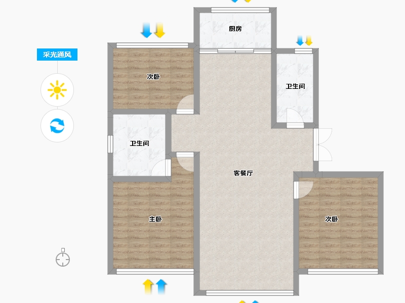 辽宁省-盘锦市-海泉湾霞光府-106.19-户型库-采光通风