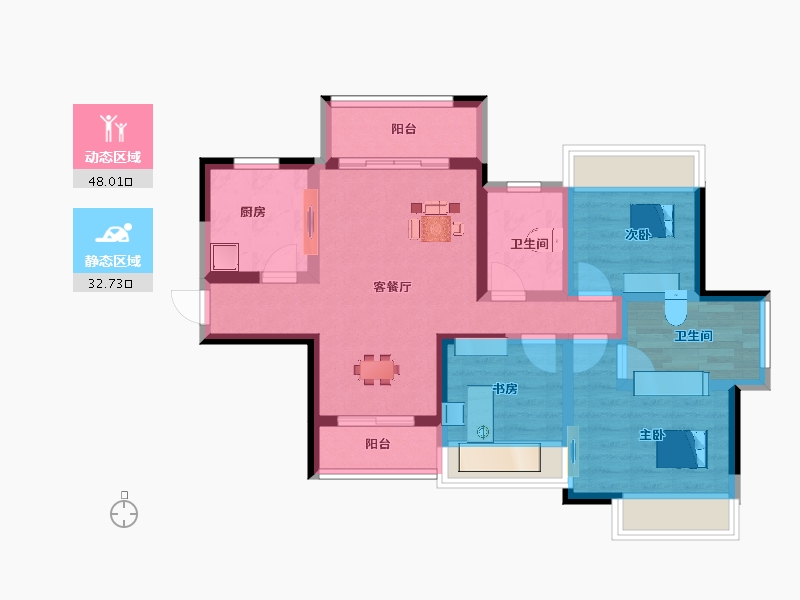 广东省-韶关市-欧浦御龙湾-69.30-户型库-动静分区