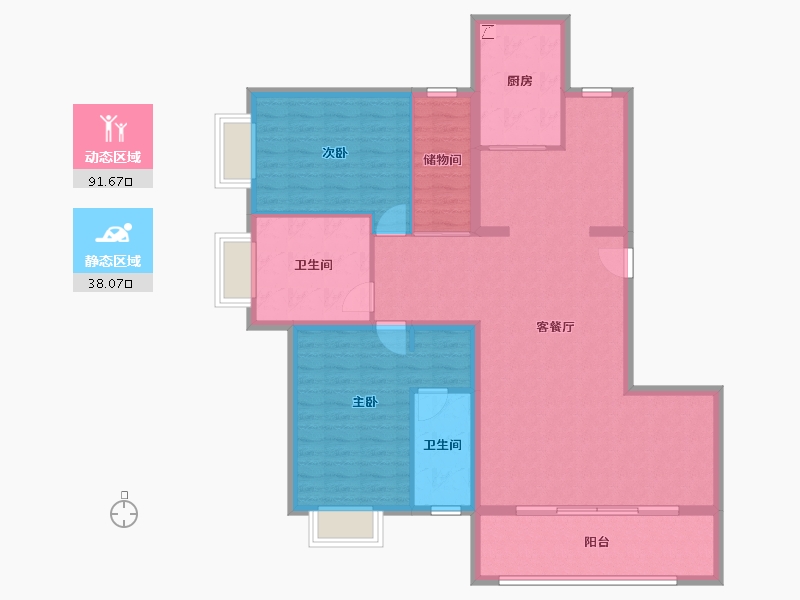 北京-北京市-世界名园-117.60-户型库-动静分区