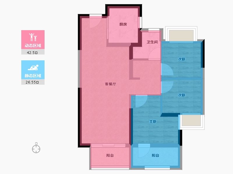 福建省-漳州市-大唐三木印象西湖-60.76-户型库-动静分区