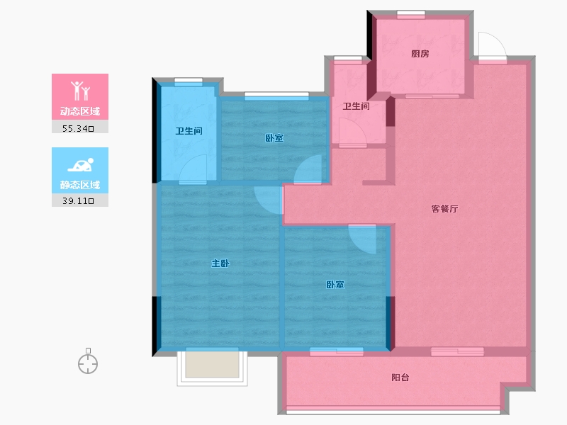 福建省-南平市-世茂阳光城·璀璨滨江-84.80-户型库-动静分区