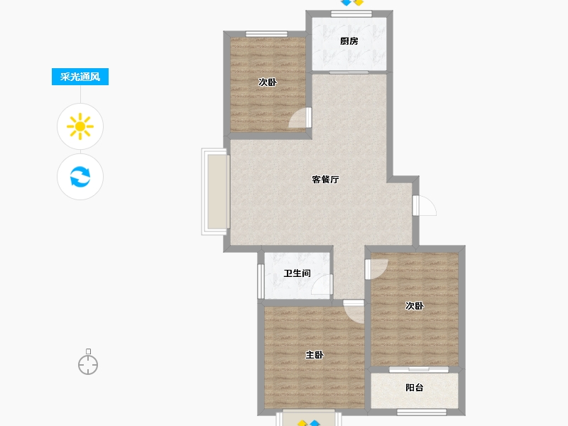 山东省-枣庄市-福佑嘉园西区-94.37-户型库-采光通风