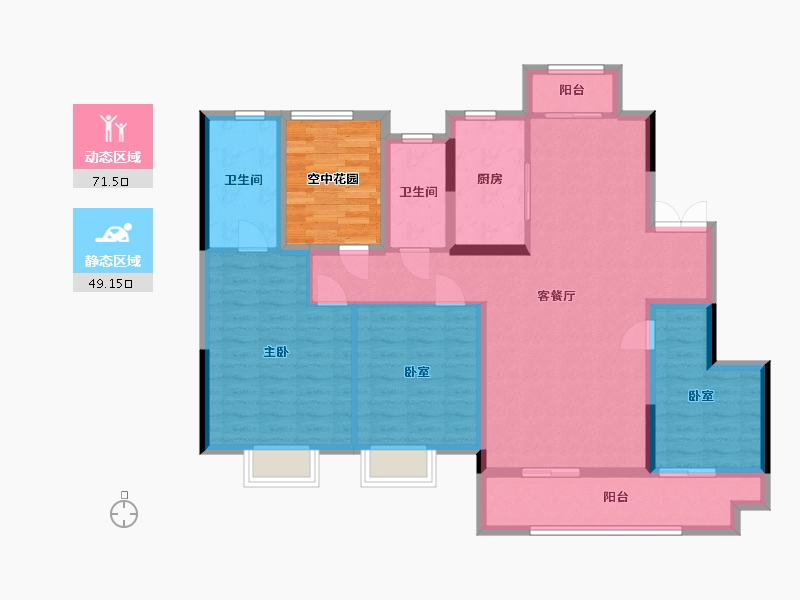 湖南省-长沙市-长房·宁城府-140.00-户型库-动静分区