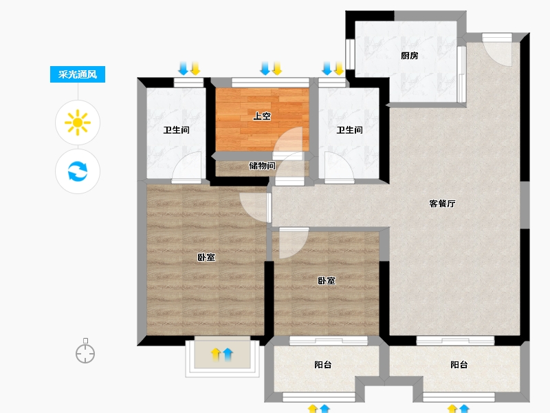 福建省-漳州市-经发湖畔首府-70.40-户型库-采光通风