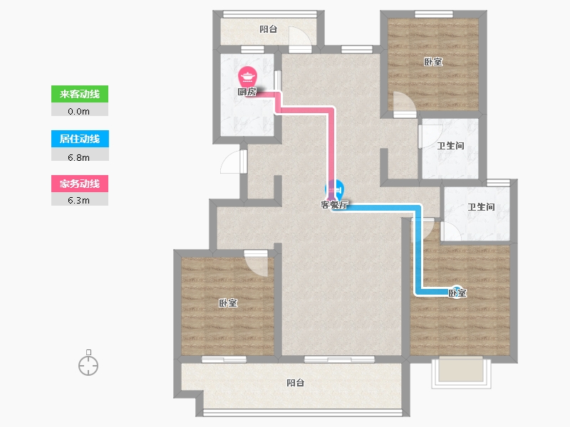 河南省-信阳市-四季花城Ⅰ期牡丹园-106.41-户型库-动静线