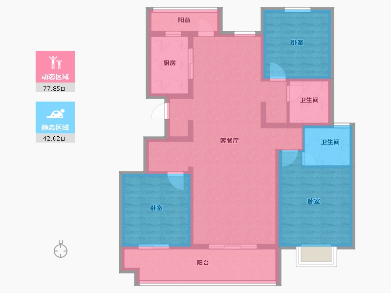 河南省-信阳市-四季花城Ⅰ期牡丹园-106.41-户型库-动静分区