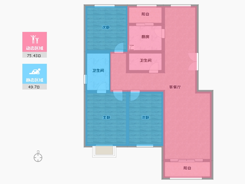 北京-北京市-世界名园-111.26-户型库-动静分区