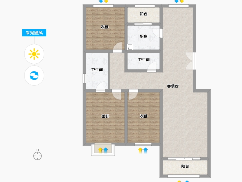 北京-北京市-世界名园-111.26-户型库-采光通风