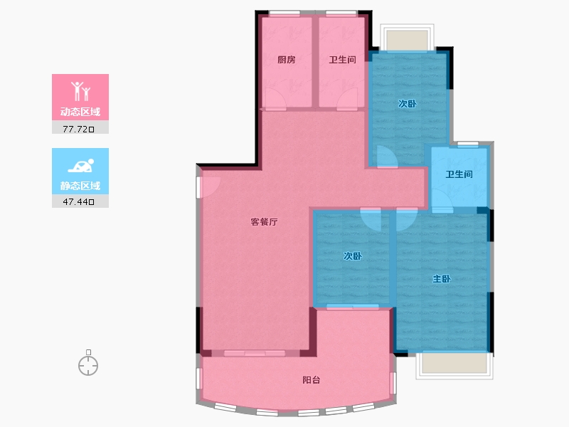 湖北省-鄂州市-书香曼城-113.04-户型库-动静分区