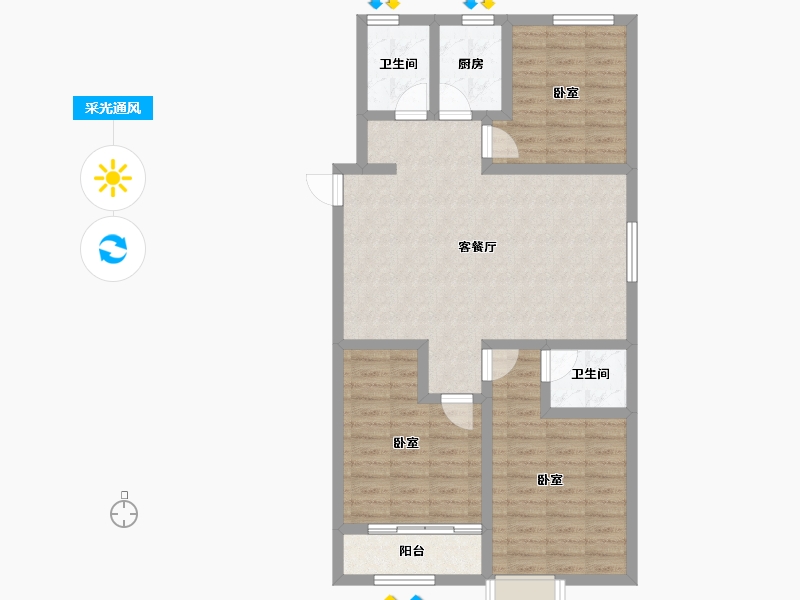 河北省-邢台市-滨河上智家园-88.00-户型库-采光通风