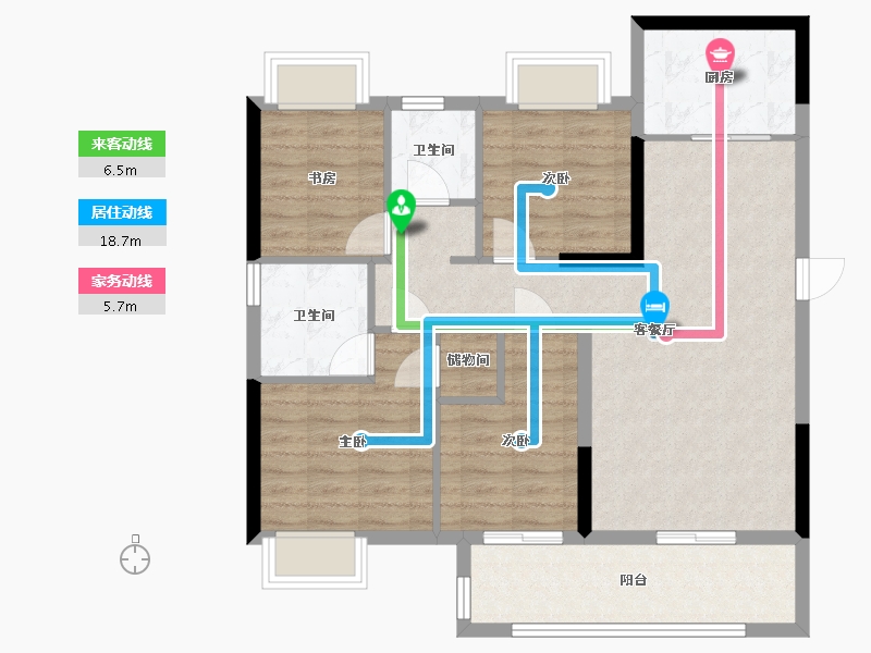 福建省-龙岩市-观樾台-90.00-户型库-动静线