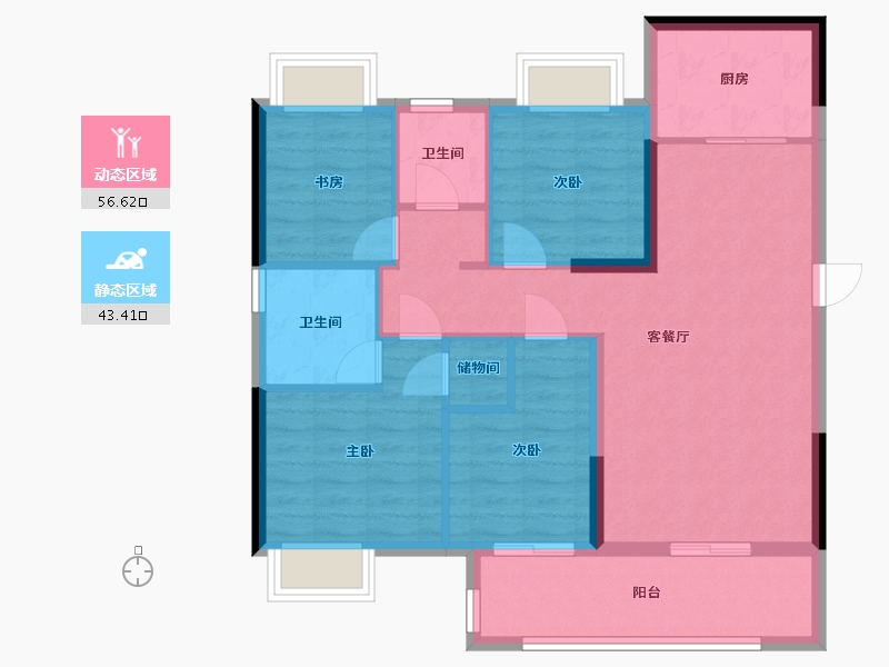 福建省-龙岩市-观樾台-90.00-户型库-动静分区