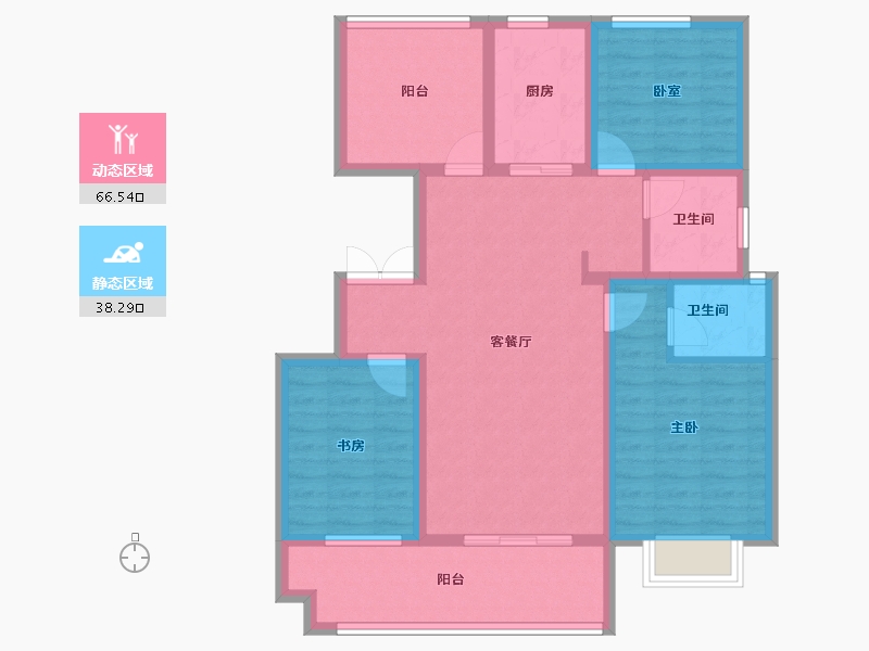 安徽省-阜阳市-红星美凯龙翰林华府​-92.80-户型库-动静分区