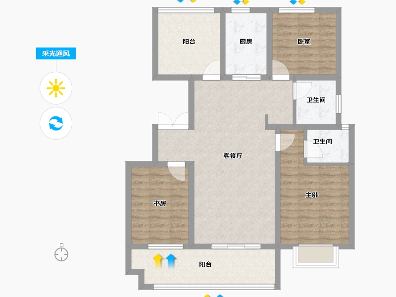 安徽省-阜阳市-红星美凯龙翰林华府​-92.80-户型库-采光通风