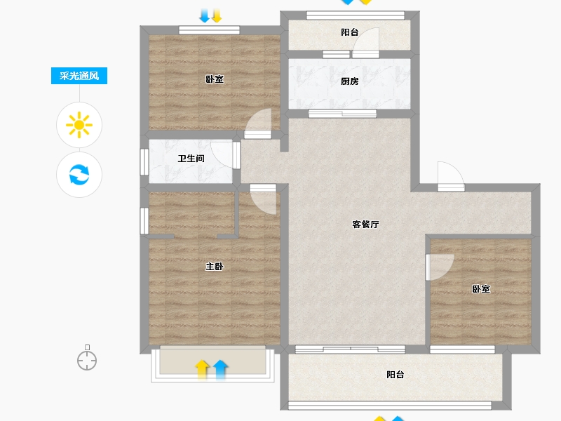 安徽省-阜阳市-碧桂园翡翠湾-92.00-户型库-采光通风