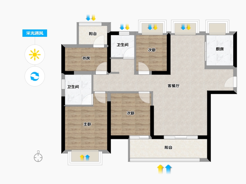 福建省-漳州市-大唐三木印象西湖-87.15-户型库-采光通风