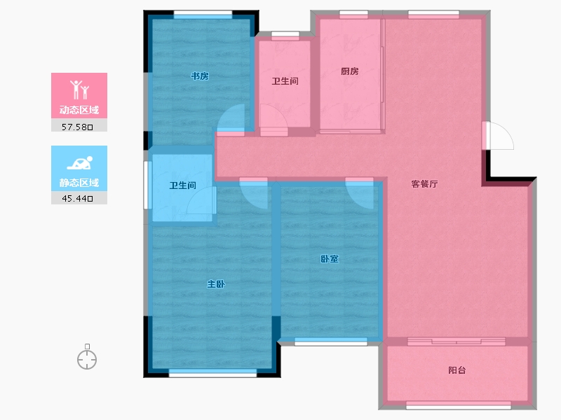 辽宁省-鞍山市-鸿升壹号公馆-92.24-户型库-动静分区