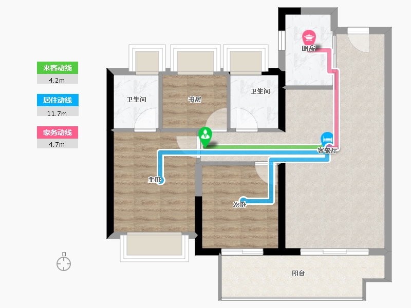 福建省-漳州市-大唐三木印象西湖-71.67-户型库-动静线