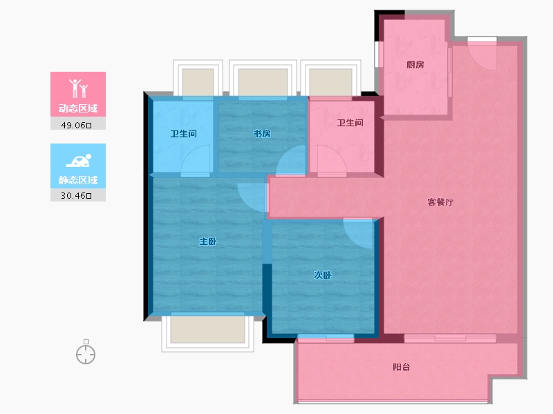 福建省-漳州市-大唐三木印象西湖-71.67-户型库-动静分区