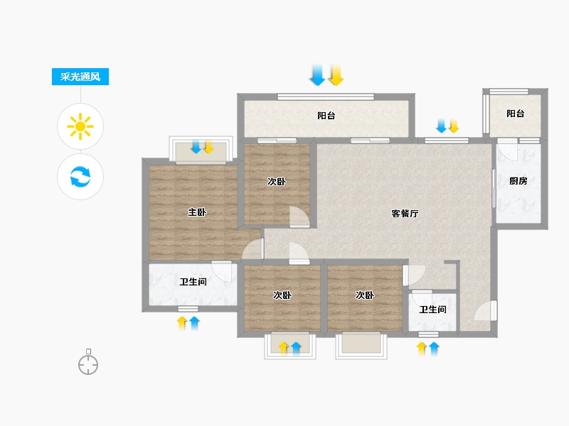 重庆-重庆市-北京城建龙樾生态城·樾书府-103.00-户型库-采光通风