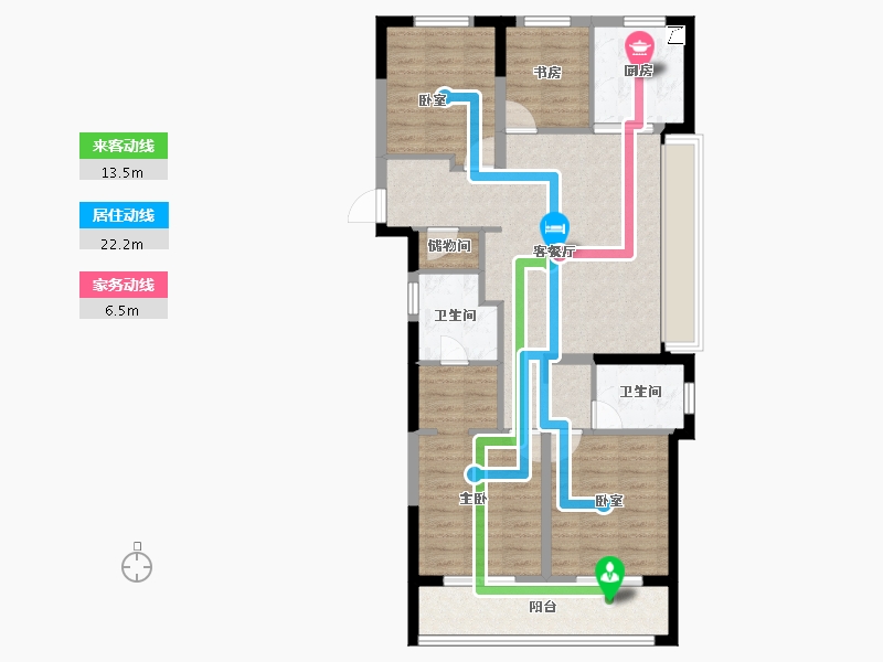 浙江省-杭州市-万科湖印光年府-95.66-户型库-动静线