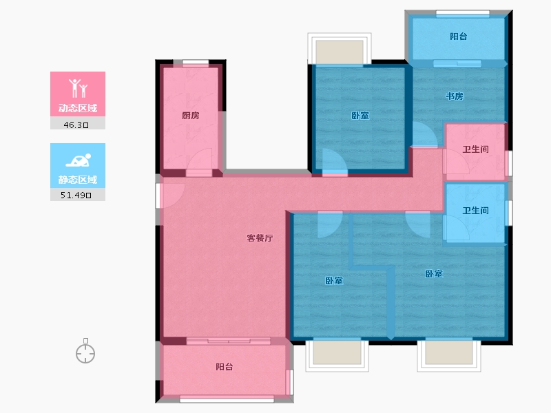 福建省-漳州市-经发湖畔首府-86.40-户型库-动静分区