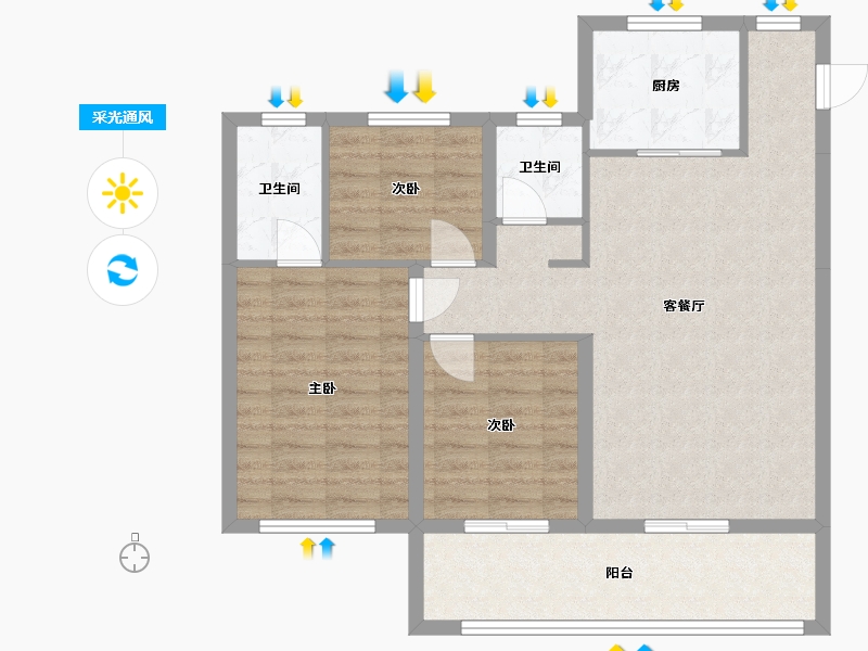 湖北省-孝感市-鼎观世界三期-红堡-103.00-户型库-采光通风