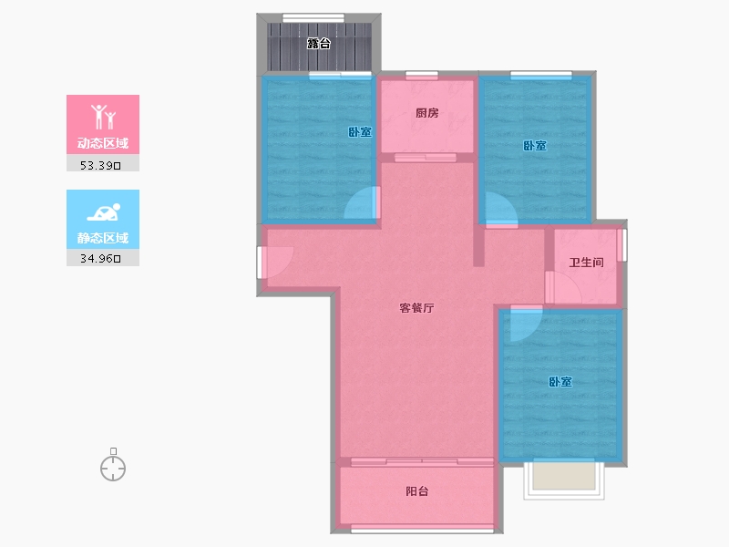 河北省-邢台市-瀚业紫御澜湾-71.82-户型库-动静分区