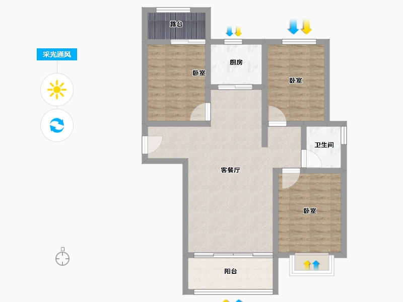 河北省-邢台市-瀚业紫御澜湾-71.82-户型库-采光通风