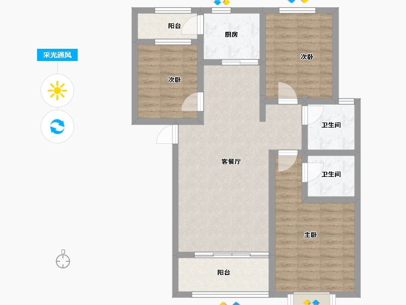 河北省-邢台市-瀚业紫御澜湾-84.00-户型库-采光通风