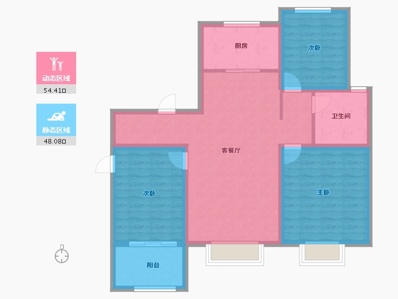 山东省-青岛市-海信观澜住宅-92.00-户型库-动静分区