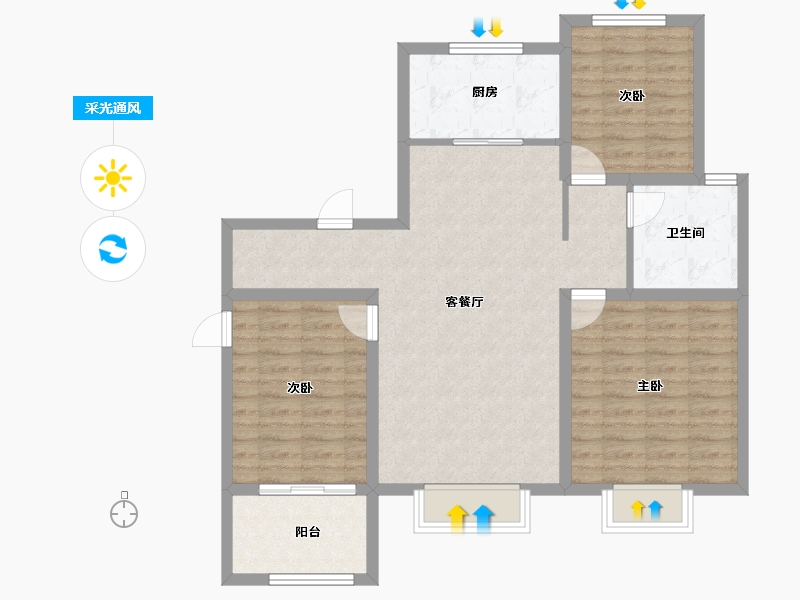 山东省-青岛市-海信观澜住宅-92.00-户型库-采光通风