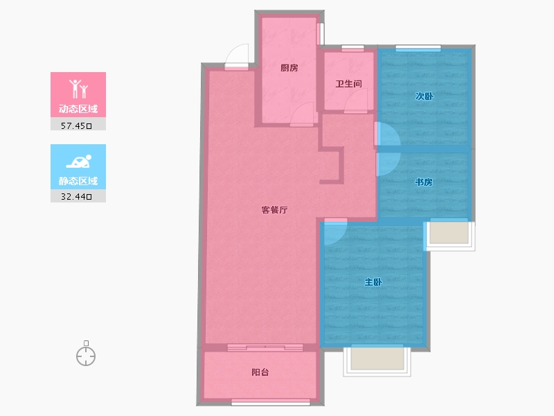 山东省-青岛市-海信观澜住宅-80.00-户型库-动静分区