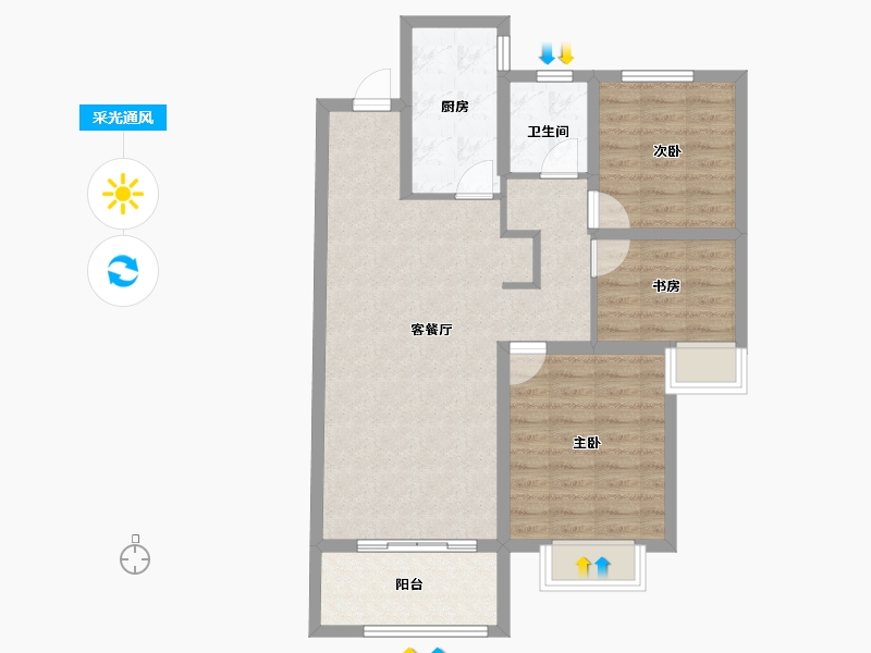 山东省-青岛市-海信观澜住宅-80.00-户型库-采光通风