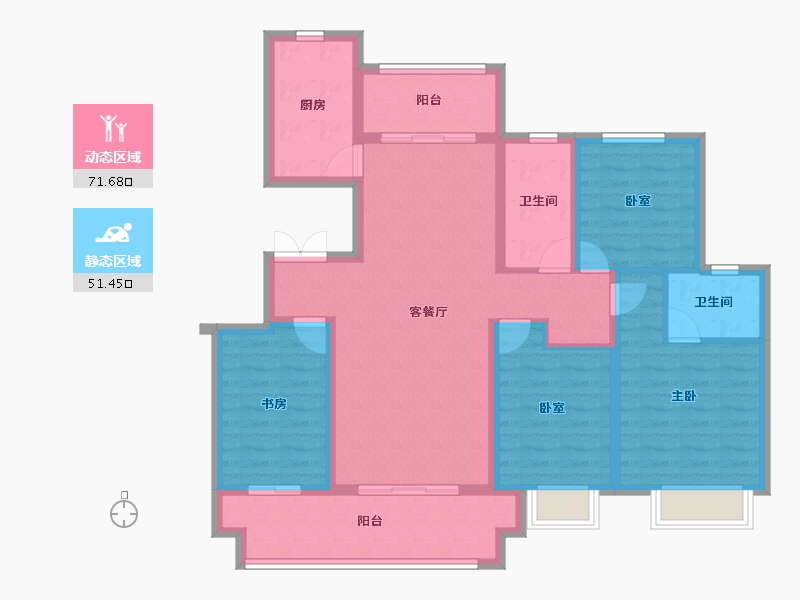 安徽省-阜阳市-红星美凯龙翰林华府​-109.60-户型库-动静分区