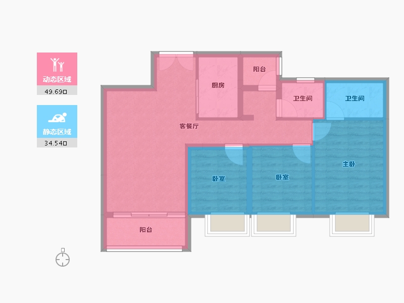 重庆-重庆市-三一云城-75.03-户型库-动静分区