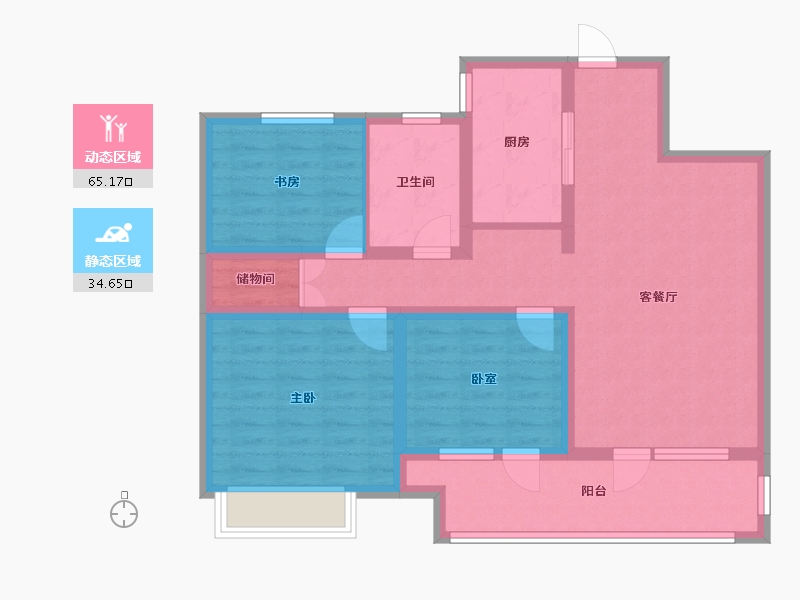 山东省-青岛市-融创澜山壹號-88.00-户型库-动静分区