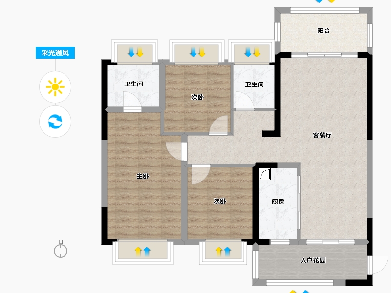 四川省-绵阳市-江城公馆-100.00-户型库-采光通风