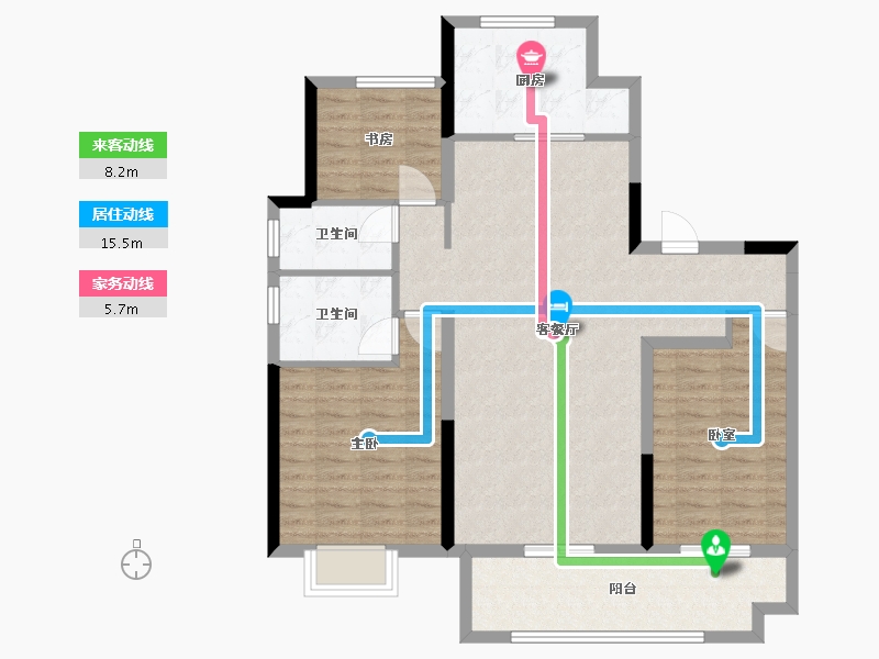 江苏省-苏州市-珑樾花园-100.58-户型库-动静线