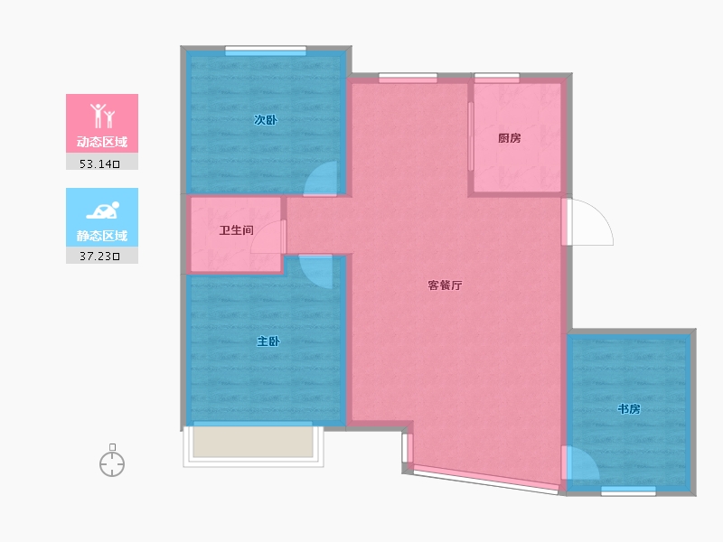 辽宁省-盘锦市-林海景天·林溪苑-82.09-户型库-动静分区