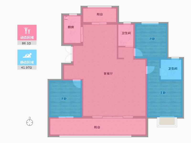 河南省-信阳市-四季花城Ⅰ期牡丹园-115.70-户型库-动静分区