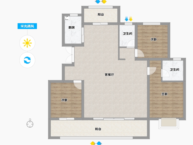 河南省-信阳市-四季花城Ⅰ期牡丹园-115.70-户型库-采光通风