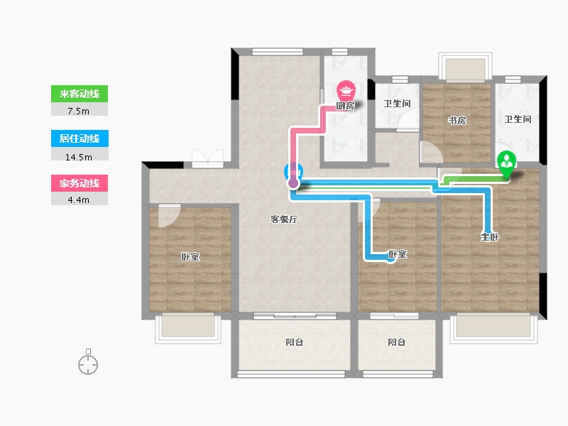 安徽省-阜阳市-置地双清湾​-112.00-户型库-动静线