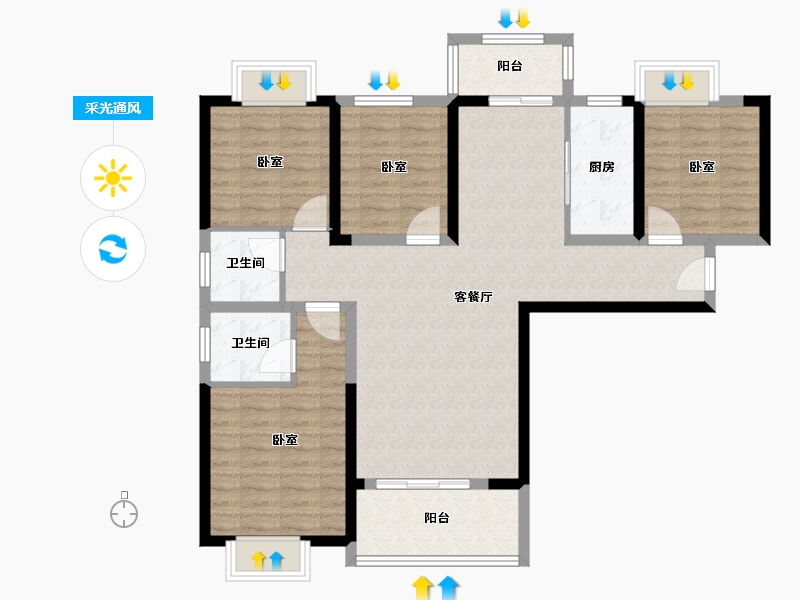 福建省-漳州市-九曲澜山-100.80-户型库-采光通风