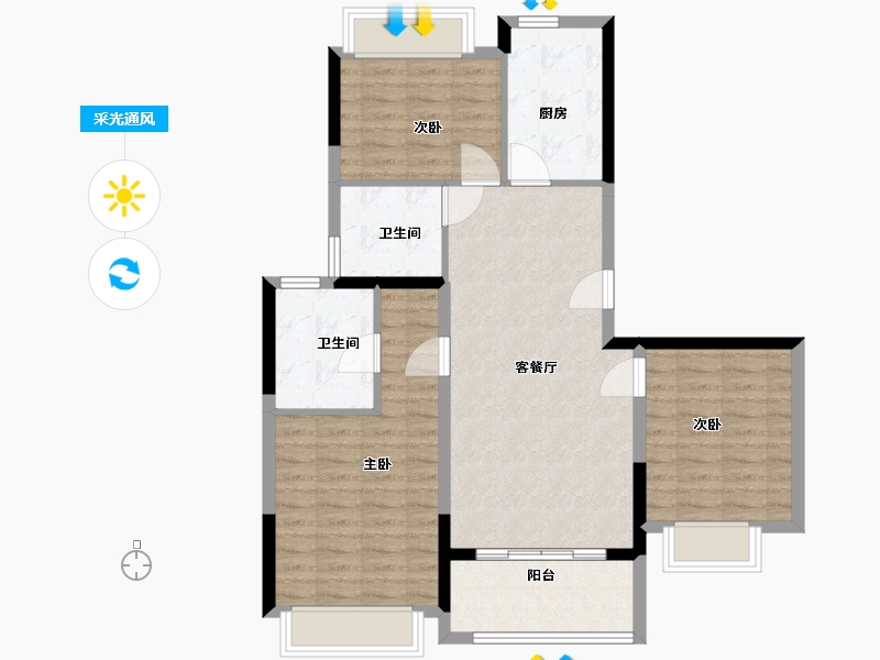 江苏省-南京市-卓越云曜府-89.00-户型库-采光通风