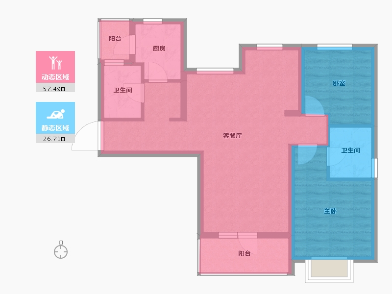 河北省-廊坊市-香河大爱城·源墅-74.87-户型库-动静分区