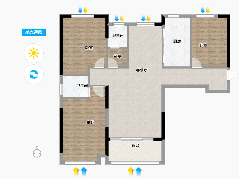 河南省-许昌市-圣帝金苑凯旋宫-108.00-户型库-采光通风